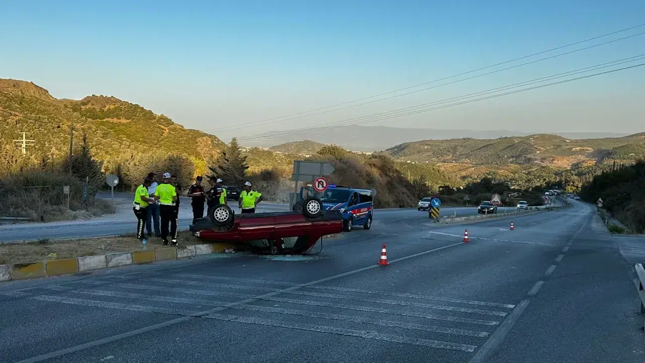 AFET & KAZA Aydın’da takla atan otomobildeki 2 kişi yaralandı