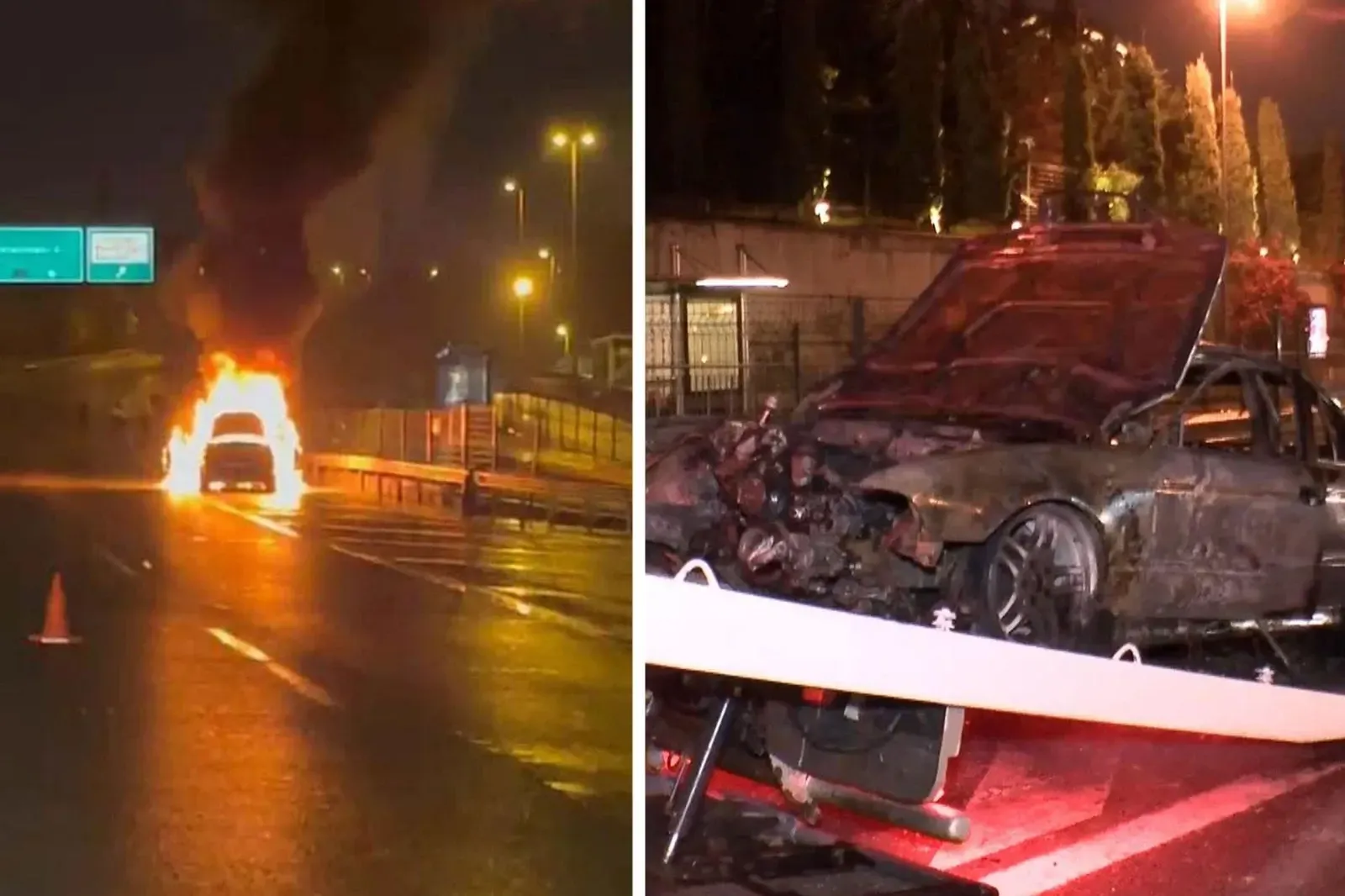 ASAYİŞ İstanbul’da TEM Otoyolu’nda seyir halindeki otomobilde yangın çıktı